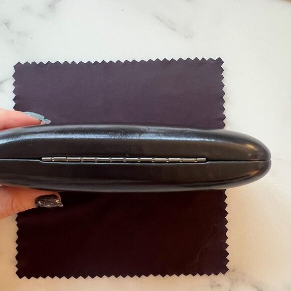 GUCCI Black Leather Suede Interior Hard Clamshell Sunglasses Eyeglasses Case - Picture 5 of 12
